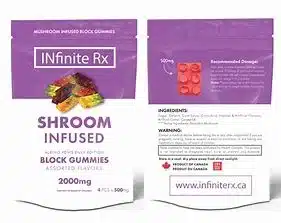 Infinite RX Shroom Infused Albino Edition Block packaging